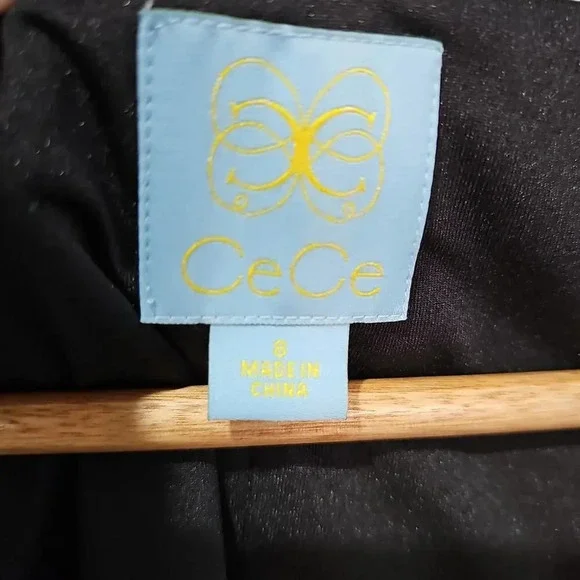 CeCe Lizzie Bell Sleeve Sheath Dress Rich Black Size 8 NWT - Picture 5 of 9